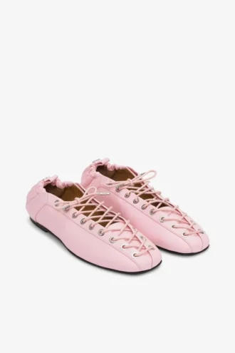 Lace-Up Ballerinas in Rose