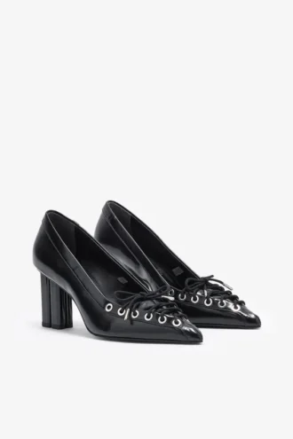 Lace Up Butterfly High Pump in Black