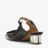 Lace-Up Mules in Black Oleatex