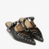 Lace-Up Mules in Black Oleatex