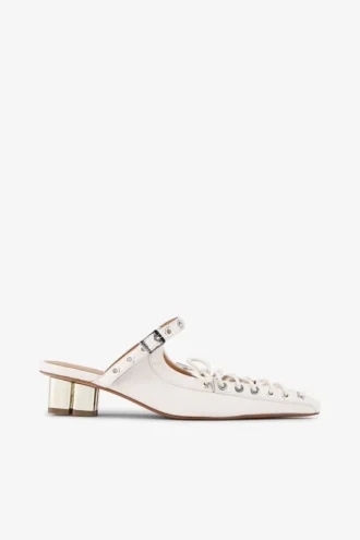 Lace-Up Mules in Ivory