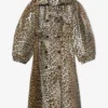 Leopard Laminated Cotton Trench Coat