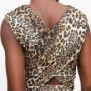 Leopard Marl Mesh Long Ruched Crossover Dress