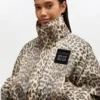 Leopard Nylon Parka Coat