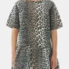 Leopard Open-back Mini Denim Dress