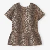 Leopard Open-back Mini Denim Dress