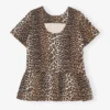 Leopard Open-back Mini Denim Dress