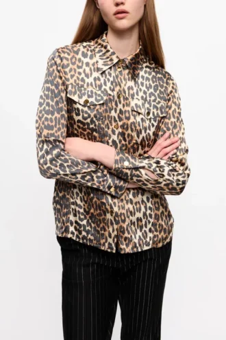 Leopard Print Satin Shirt