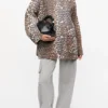 Leopard Printed Canvas Midi Jacket