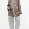 Leopard Printed Canvas Midi Jacket
