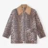 Leopard Printed Canvas Midi Jacket