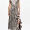 Leopard Stretch Sequins Long Dress