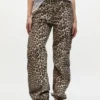 Leopard Washed Cotton Canvas Drawstring Pants