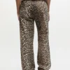 Leopard Washed Cotton Canvas Drawstring Pants