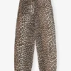 Leopard Washed Cotton Canvas Drawstring Pants