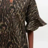 Metallic Cloque Mini Ruffle Dress