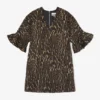Metallic Cloque Mini Ruffle Dress