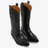 Mid Shaft Embroidered Western Boots in Black