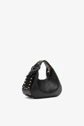 Mini Hobo Bag Studs in Black