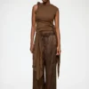 Pants in Brown Satin