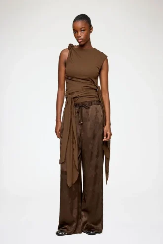 Pants in Brown Satin