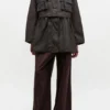 Peplum Wax Jacket in Green