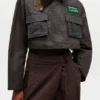 Peplum Wax Jacket in Green