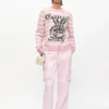 Pink Washed Cotton Twill Pants