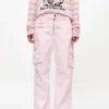 Pink Washed Cotton Twill Pants