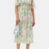 Pleated Georgette Midi Smock Dress