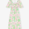 Pleated Georgette Midi Smock Dress