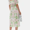 Pleated Georgette Midi Smock Dress