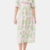 Pleated Georgette Midi Smock Dress