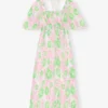 Pleated Georgette Midi Smock Dress