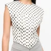 Polka-Dot Satin Corset Blouse