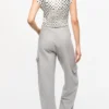 Polka-Dot Satin Corset Blouse