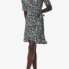 Printed Crepe Wrap Dress