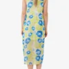 Printed Mesh Slip Dress