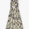 Printed Pleats Smock Midi Straps Dress