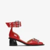 Red Feminine Buckle Open Cut Pumps
