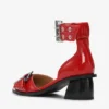 Red Feminine Buckle Open Cut Pumps