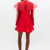 Red Organza Circle Collar Dress