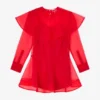 Red Organza Circle Collar Dress