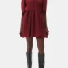Red Sheer Tie String Wrap Dress