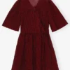 Red Sheer Tie String Wrap Dress