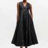 Satin Cloque Long Dress