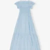Seersucker Check Smock Maxi Dress