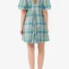Seersucker Check V-Neck Mini Dress