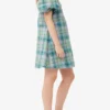 Seersucker Check V-Neck Mini Dress