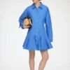 Shirt Dress in Blue Cotton